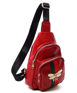 Queen Bee Stripe Sling Backpack DL766B RED